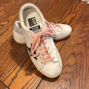 Golden Goose Super-Star sneakerleather upper, black star glittery size 39 - 8